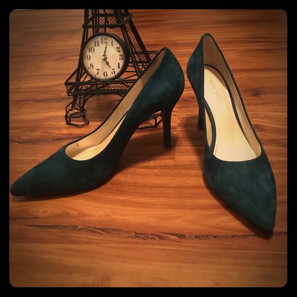 Nine West Teal Suede Heels