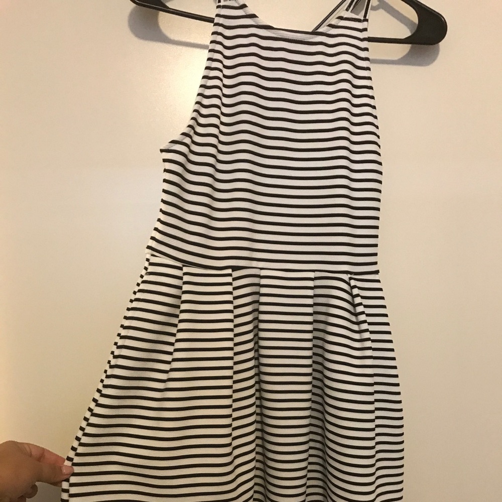 White and black striped mini dress
