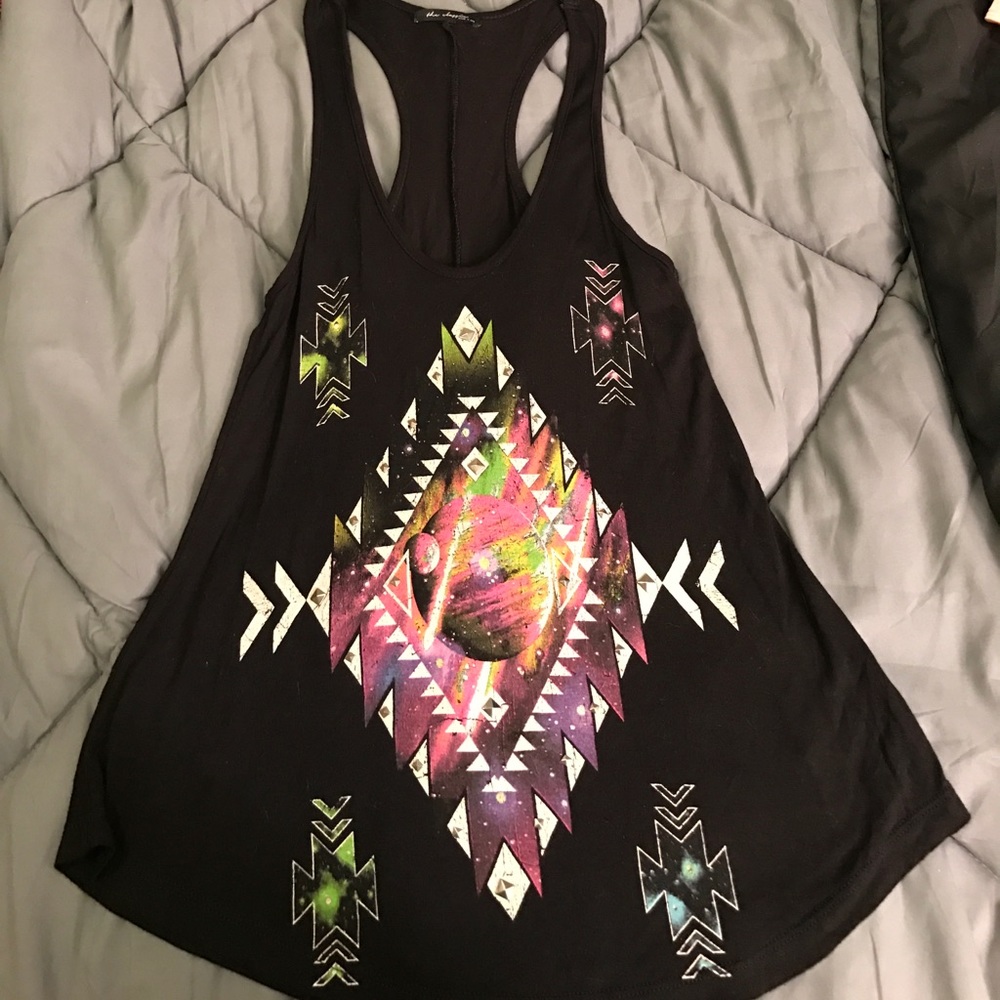 studded galaxy print tank!