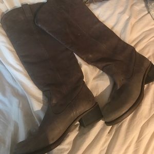 Washed grey knee height boots