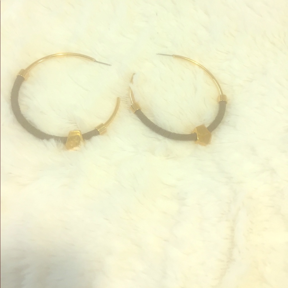 Vince Camuto Olive and Gold  Hoop Earrings