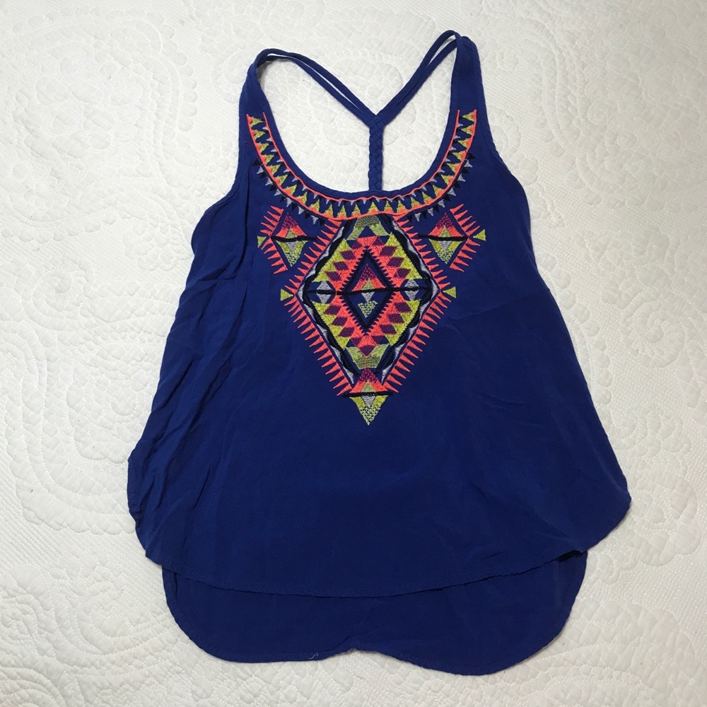 Royal Blue top with embroidered detail
