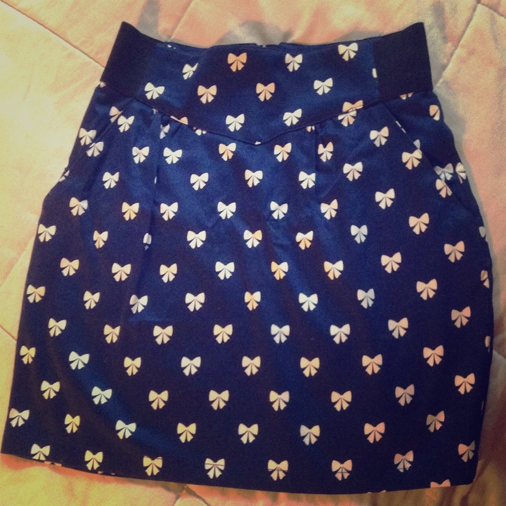 Pin up style High waisted bow print skirt H&M❤️