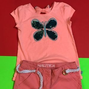Girls 2 pc short set with sequence EUC