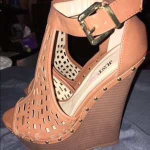 Brown wedge heels