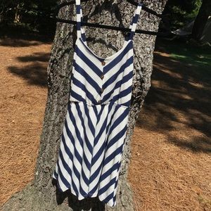 Navy + White Striped Charlotte Russe Button Dress