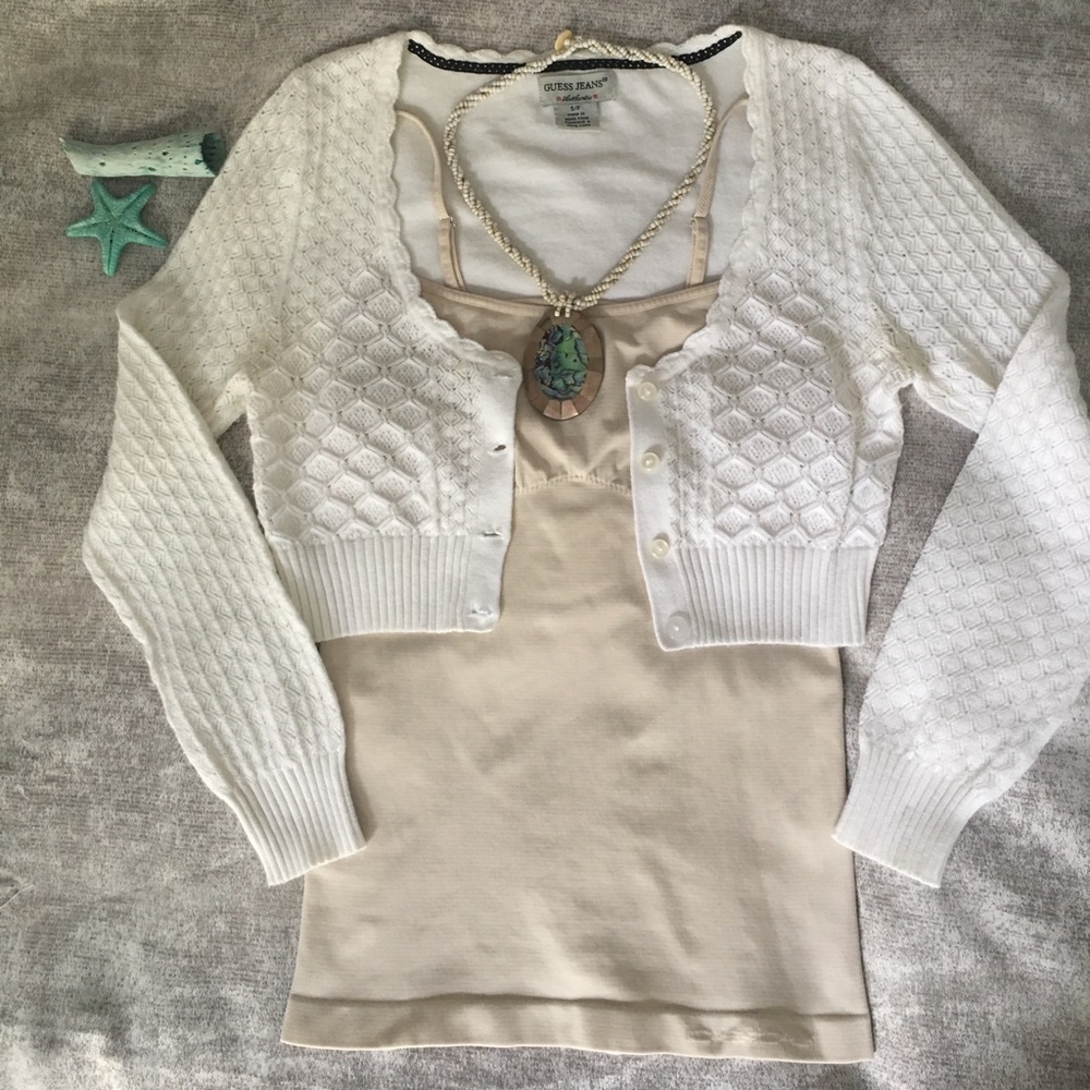 Bebe tank top and Guess short jacket