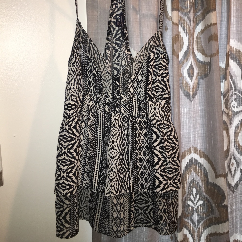 AE Outfitters Black & Tan Boho Layered Tank Top