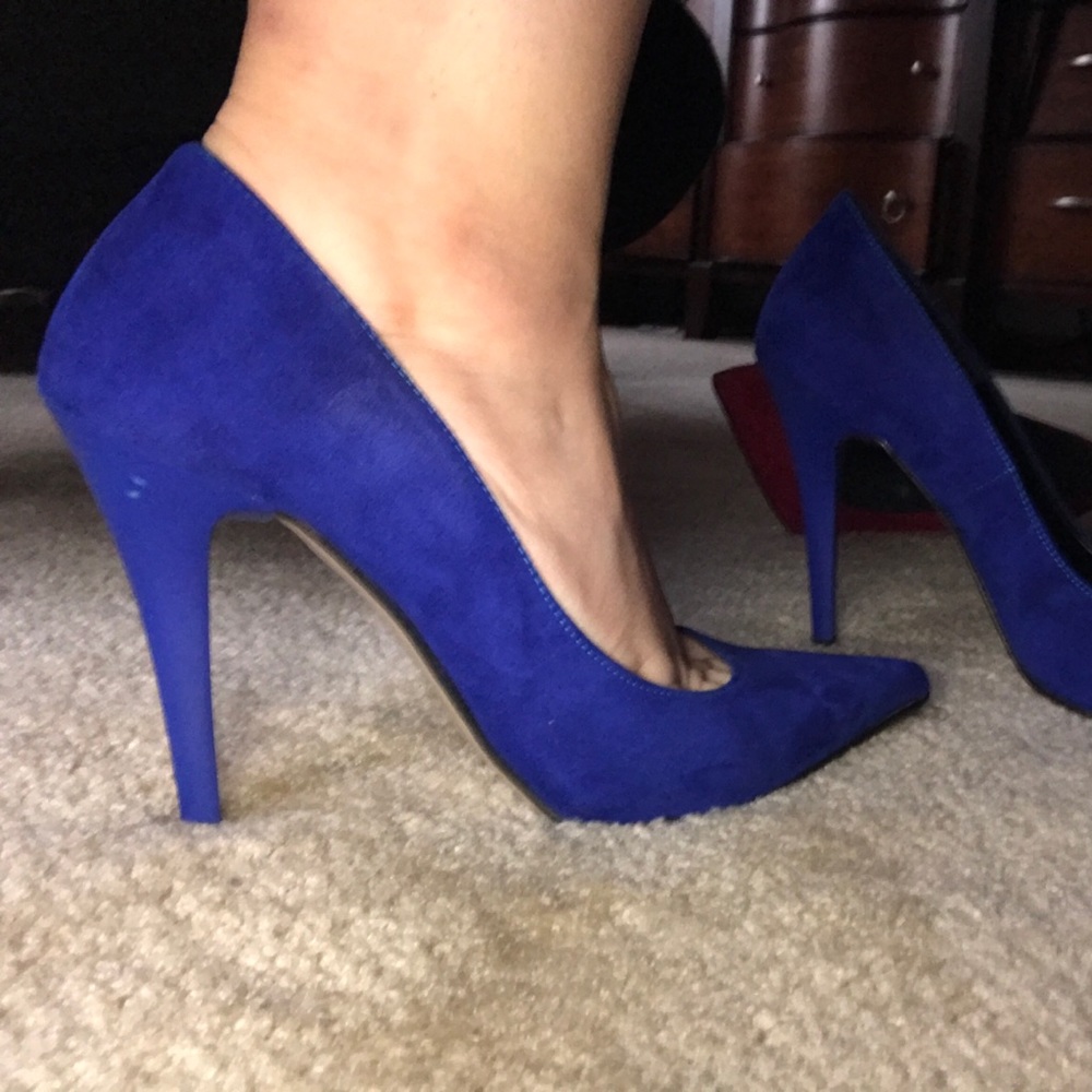 Electric Blue Suede Heels - Picture 3 of 3
