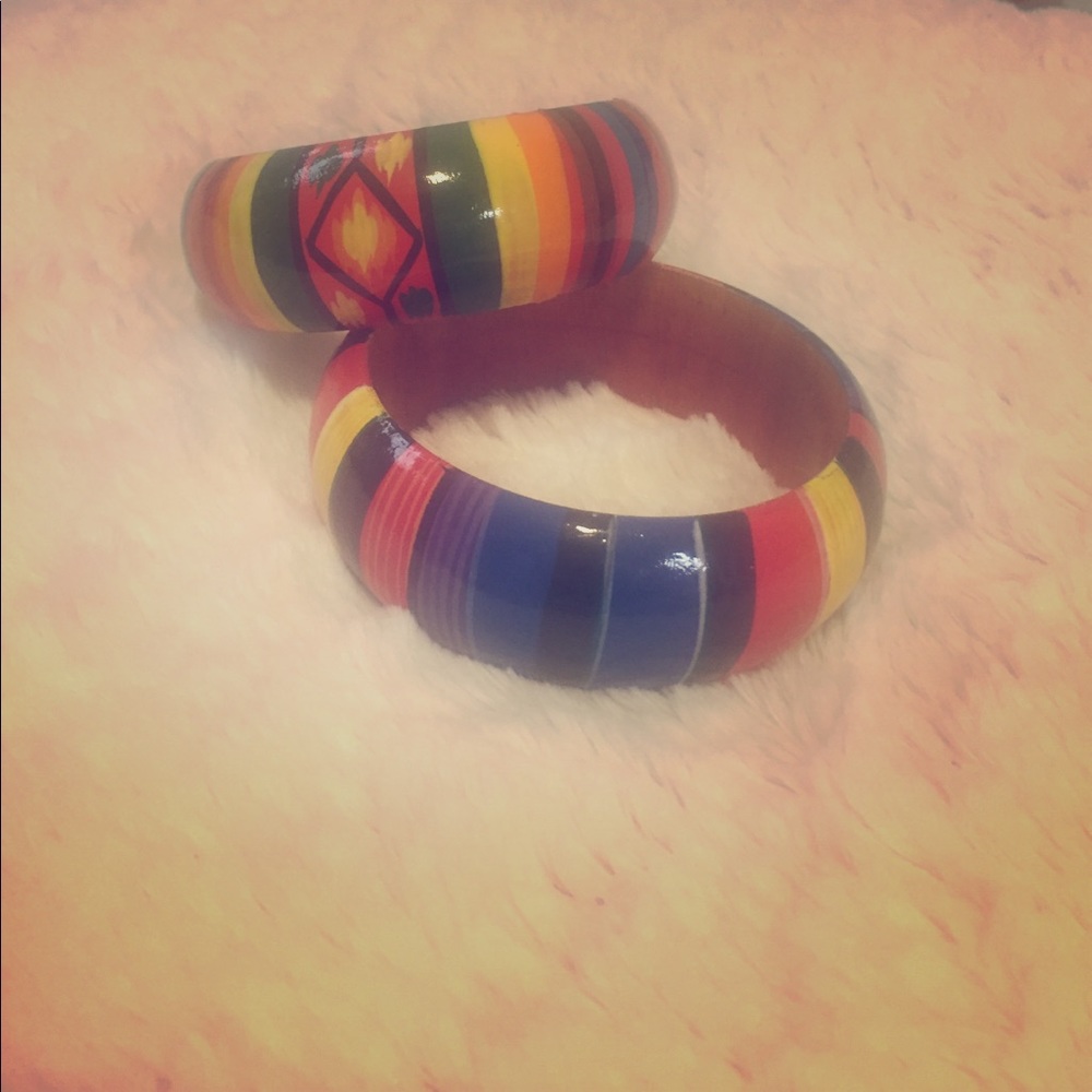 Multi Color Vibrant Wood Bangles