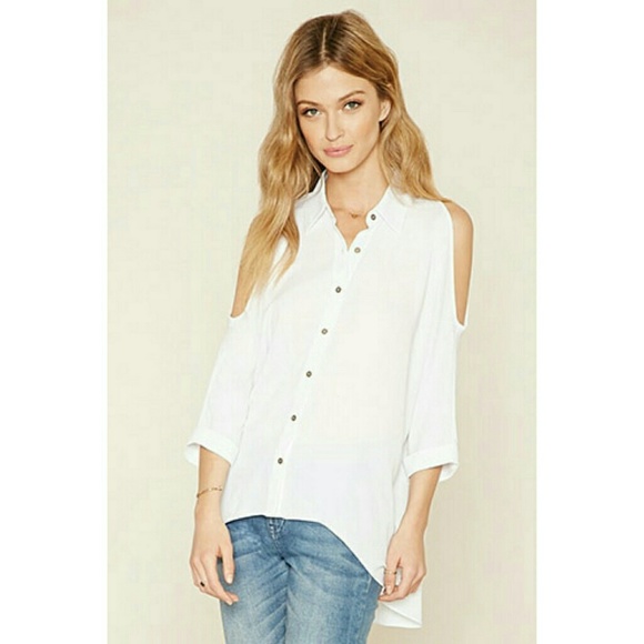 Forever 21 Tops - White Cold Shoulder Top