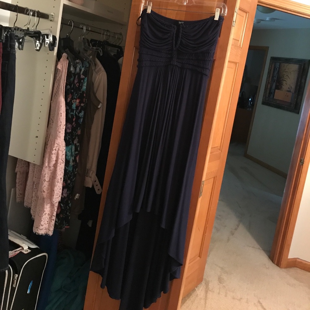 Strapless Navy Blue Maxi Dress
