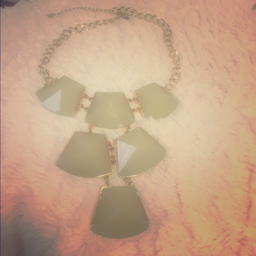 Pastel Green and Gold Statement Necklace