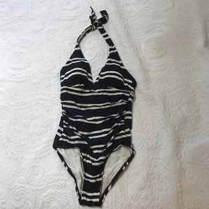 One piece striped swim suit