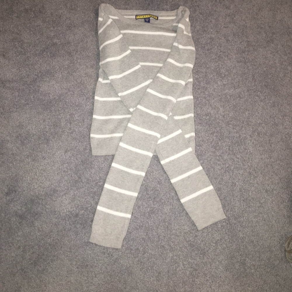 Grey and white striped sweater