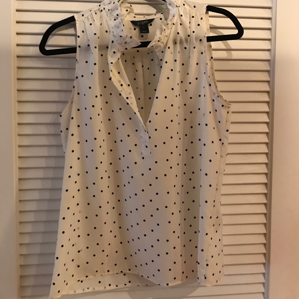 Jcrew black polka dot blouse