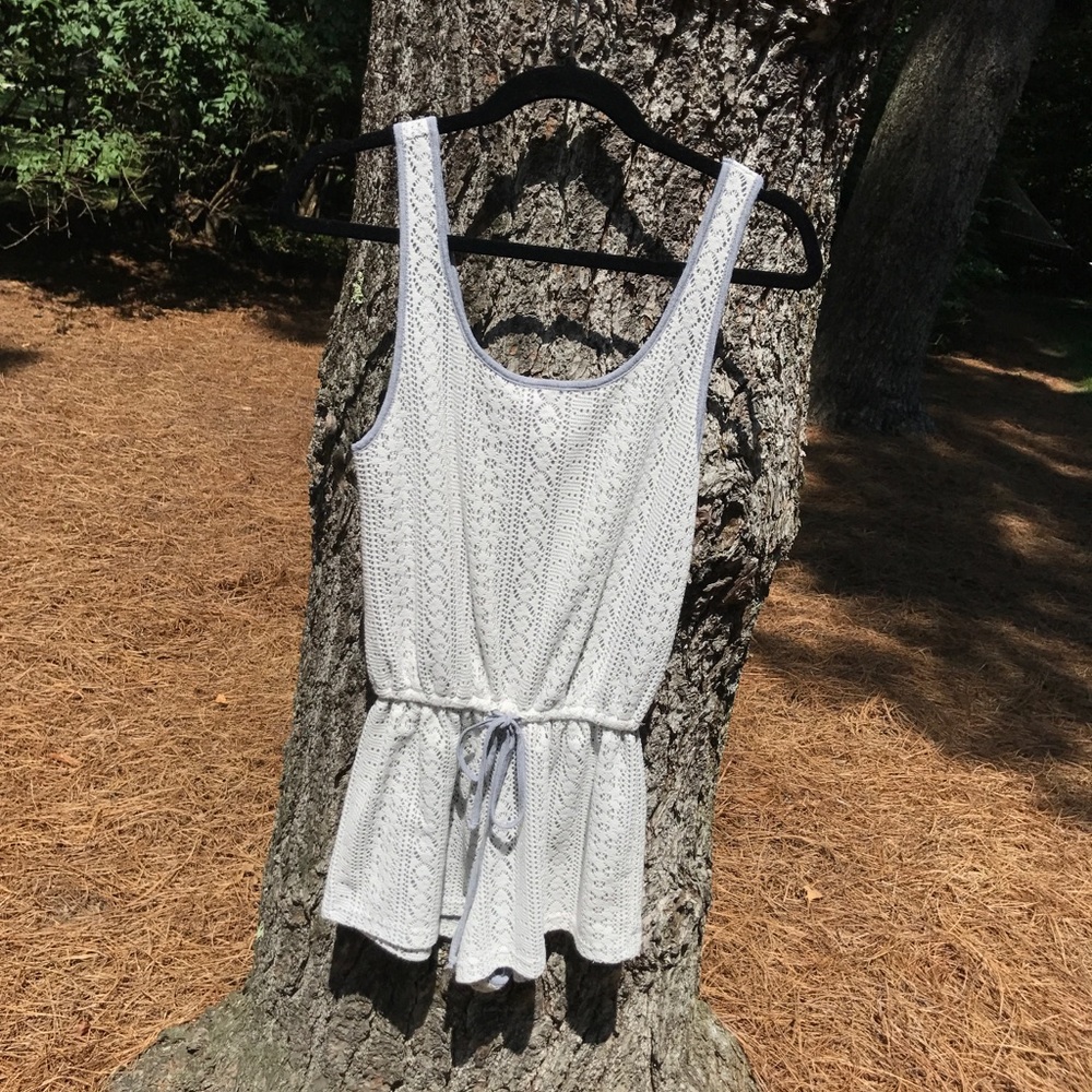 Cream/Gray Lacey Forever 21 Tie Romper