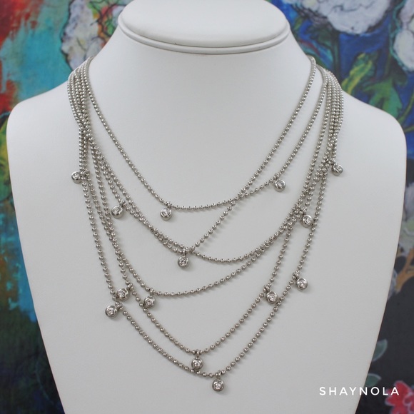 Kenneth Cole Jewelry - Multi Layer Ball Chain Necklace w Crystal Accents