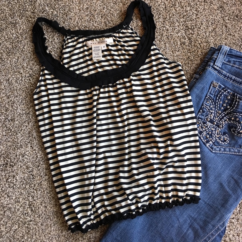 Cream & black stripe tank.
