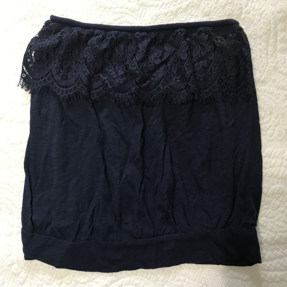 Navy blue Lace strapless top