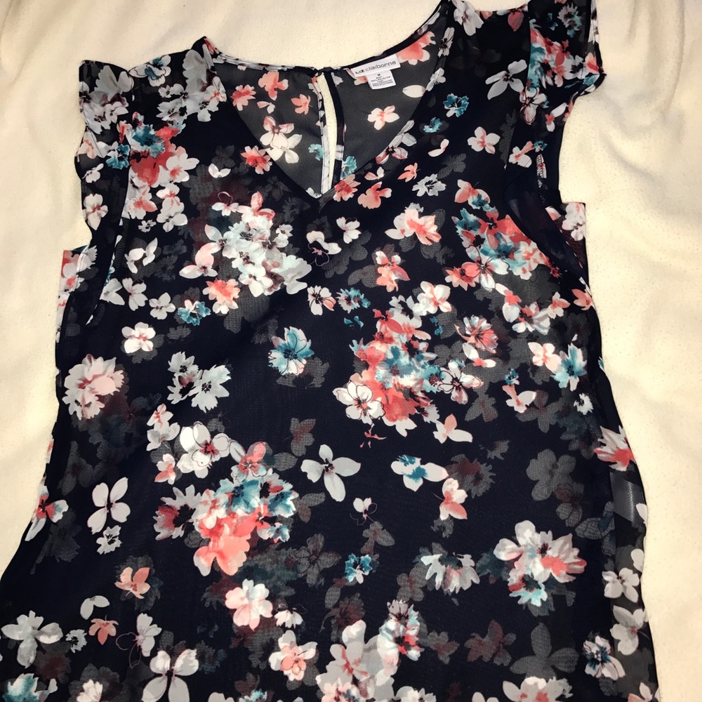 Liz Claiborne sheer floral blouse