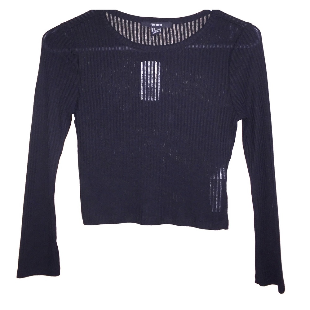 Forever 21 Long Sleeve Black Crop Top!