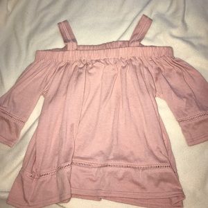 Pink cold shoulder top