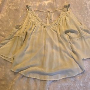 White cold shoulder blouse
