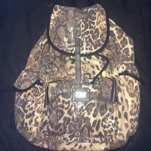 Sequin Cheetah printed PINK backpack