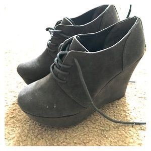 Grey suede wedges