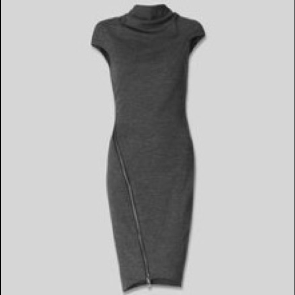 Helmut Lang Sonar Wool Asymmetric Zip Dress Small