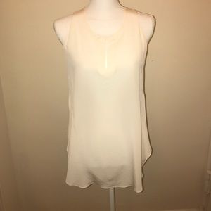 (Acrobat) White Silk Sleeveless High Low Blouse