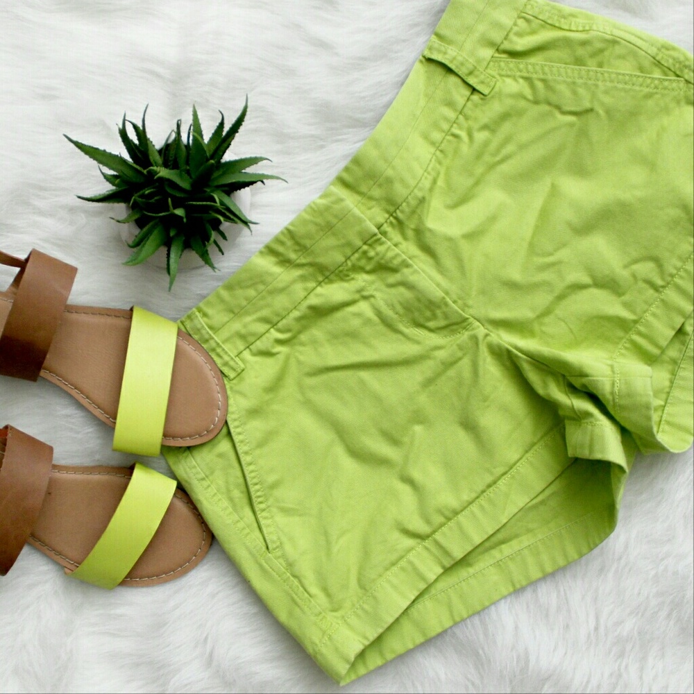 J.Crew neon lime green yellow chino shorts 6