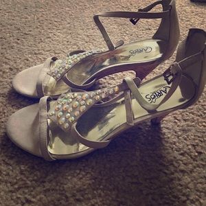 Bedazzled nude heels