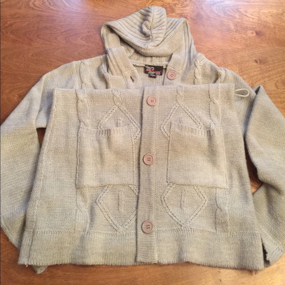 Hooded sweater cardigan