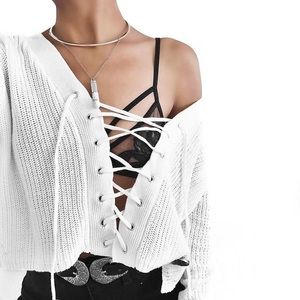 ✨Lace-Up Sweater. Worn once! ✨