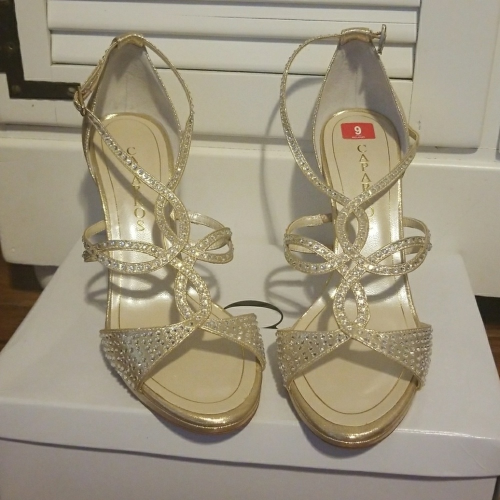 Stunning NIB Capparos Gold & Jeweled Heels