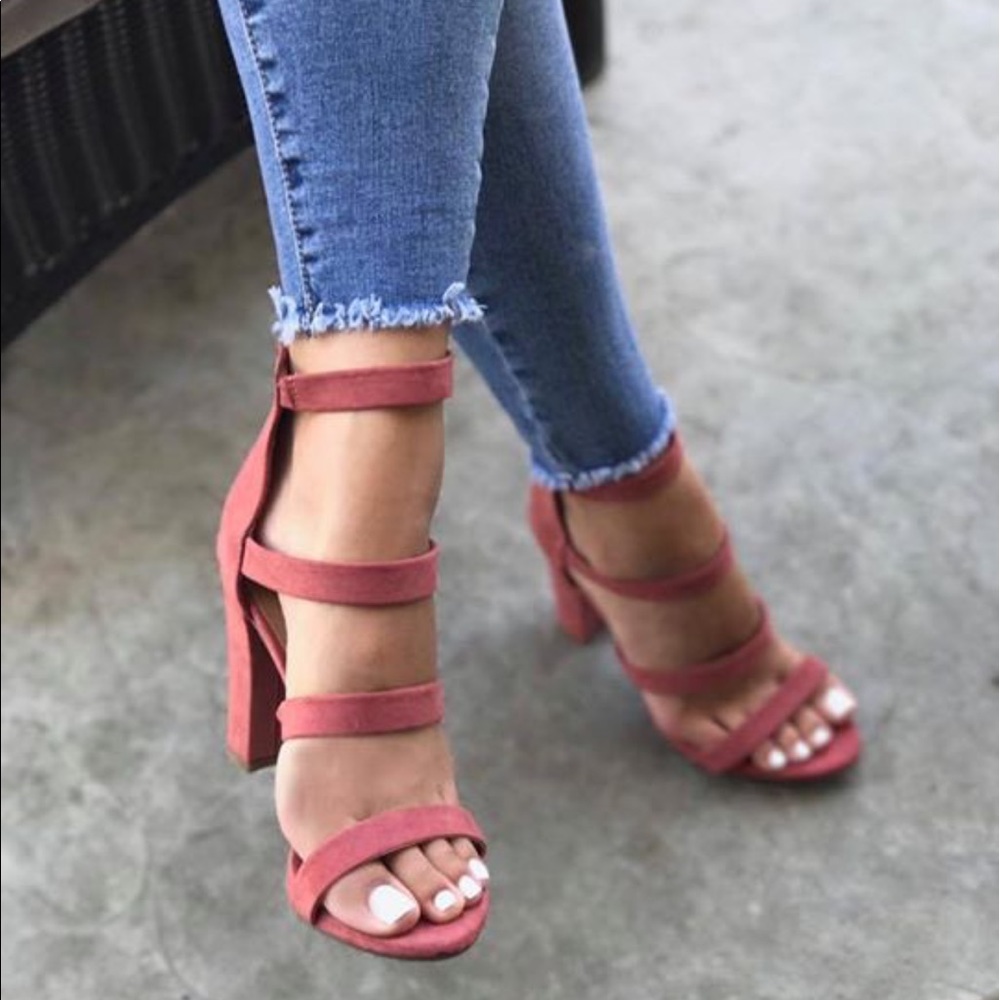 •SALE• Dusty Rose Strap Heels - Picture 2 of 6