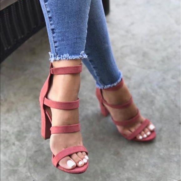 •SALE• Dusty Rose Strap Heels - Picture 2 of 6