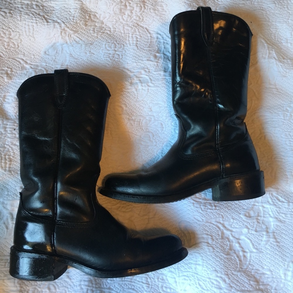 Black Leather Cowboy Boots