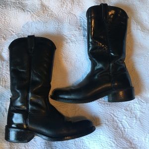 Black Leather Cowboy Boots