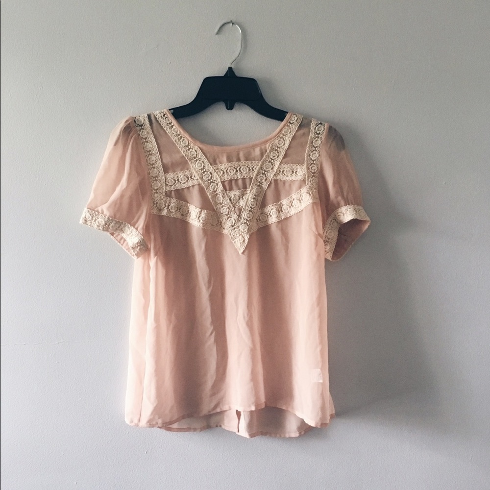 🚨SOLD - Delicate Blush Pink Sheer Blouse