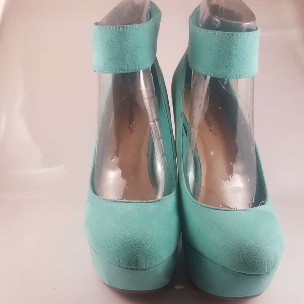 Mint microfiber Wedges with Ankle Strap