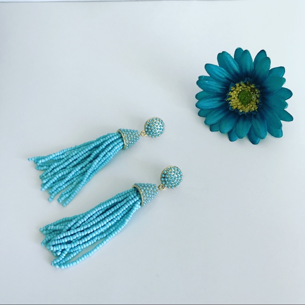 ⭐️2/$30⭐️ Pinata Beaded Tassel Earrings MINT - Picture 2 of 3