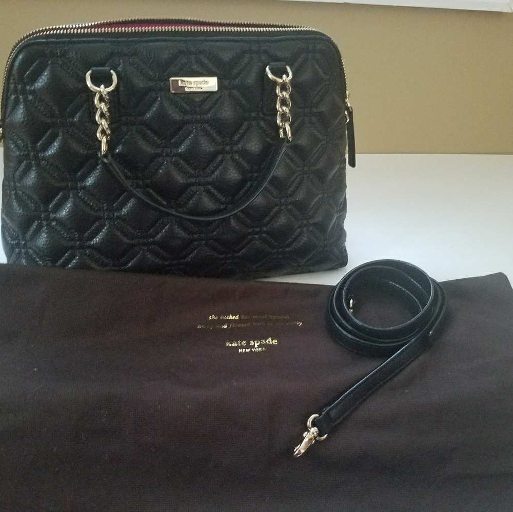 Kate Spade Black Quilted Authentic Handbag w/Gold