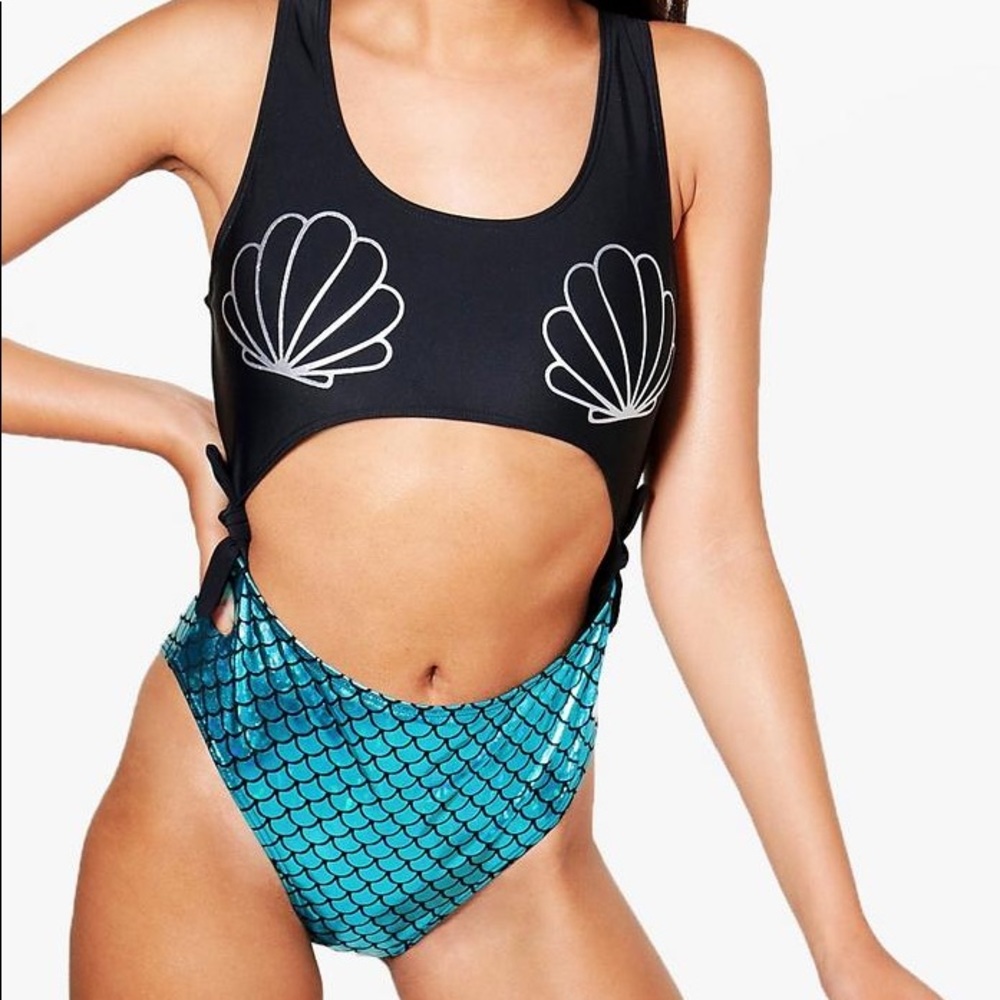 Mermaid cutout one-piece swimsuit