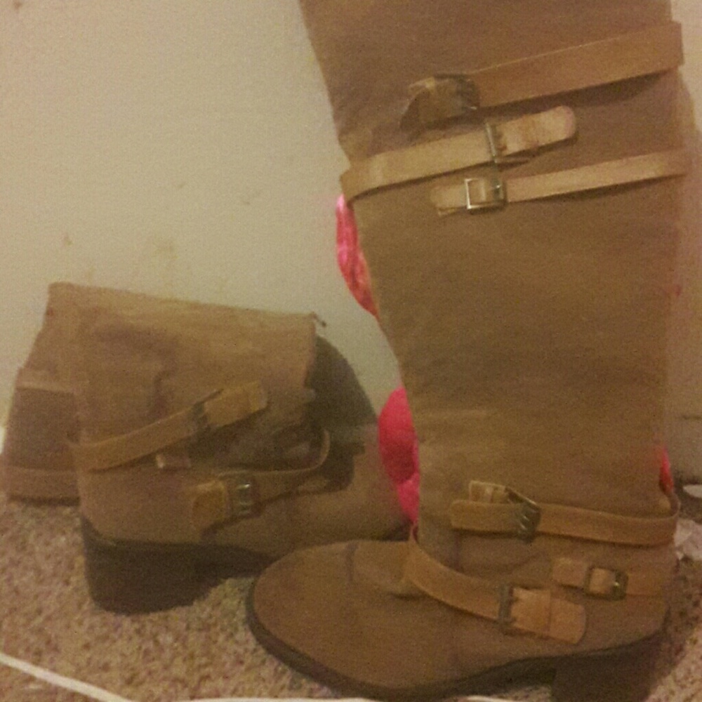 Long light brown boots