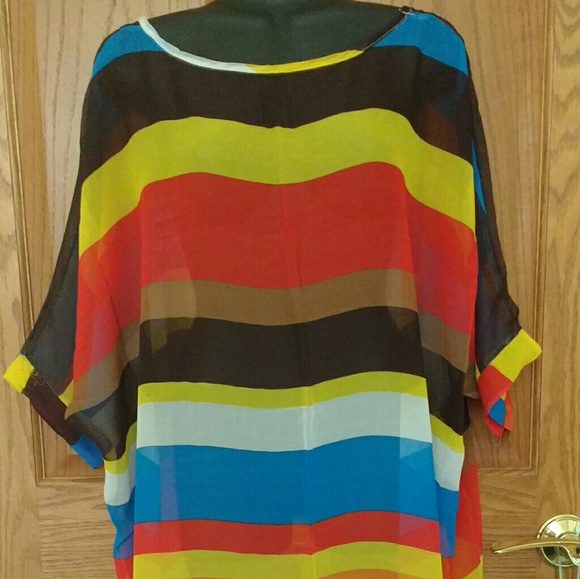 Multicolored Chiffon Striped Tunic - Picture 2 of 3