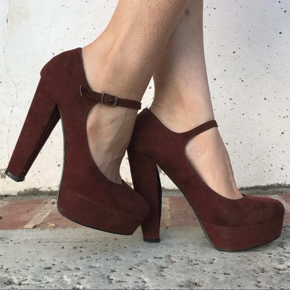 Burgundy platform heels