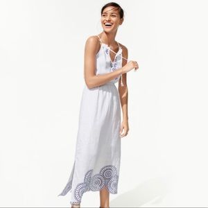 J.Crew White Linen Eyelet Maxi Dress size 8